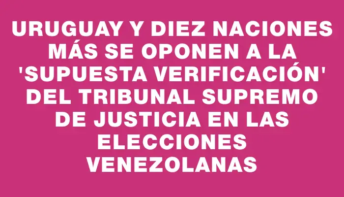 Uruguay y diez naciones más se oponen a la "supuesta verificación" del Tribunal Supremo de Justicia en las elecciones venezolanas