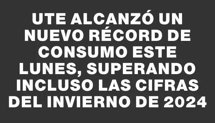 Ute alcanzó un nuevo récord de consumo este lunes, superando incluso las cifras del invierno de 2024