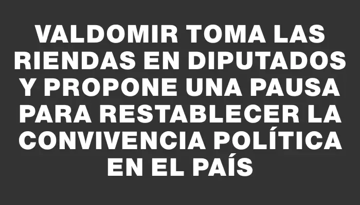 Valdomir toma las riendas en Diputados y propone una pausa para restablecer la convivencia política en el país