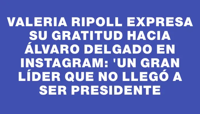 Valeria Ripoll expresa su gratitud hacia Álvaro Delgado en Instagram: "Un gran líder que no llegó a ser presidente