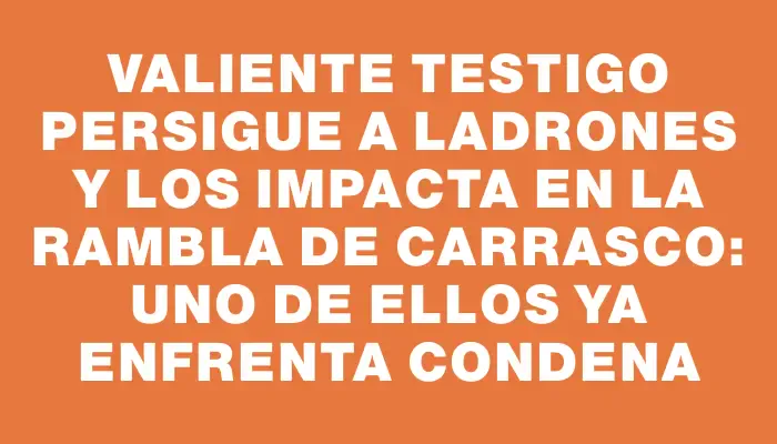 Valiente testigo persigue a ladrones y los impacta en la rambla de Carrasco: uno de ellos ya enfrenta condena