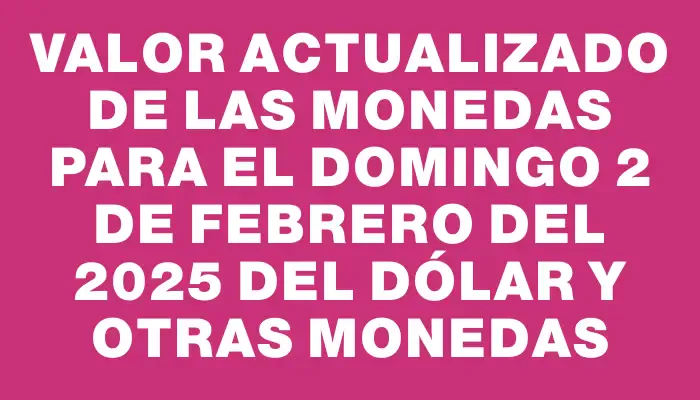 Valor actualizado de las monedas para el Domingo 2 de febrero del 2025 del dólar y otras monedas