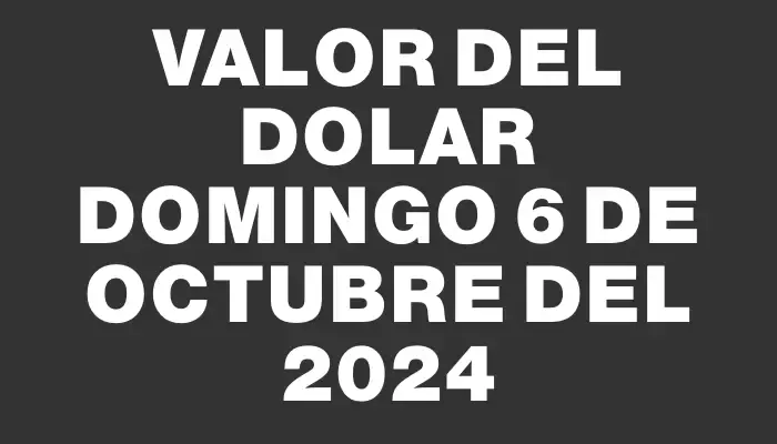 Valor del dolar Domingo 6 de octubre del 2024