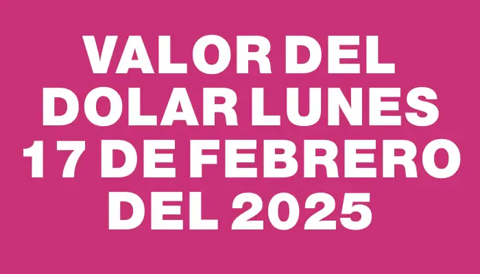 Valor del dolar Lunes 17 de febrero del 2025