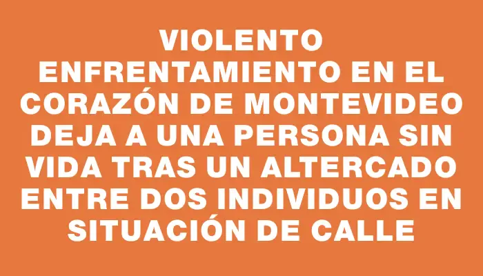 Violento enfrentamiento en el corazón de Montevideo deja a una persona sin vida tras un altercado entre dos individuos en situación de calle