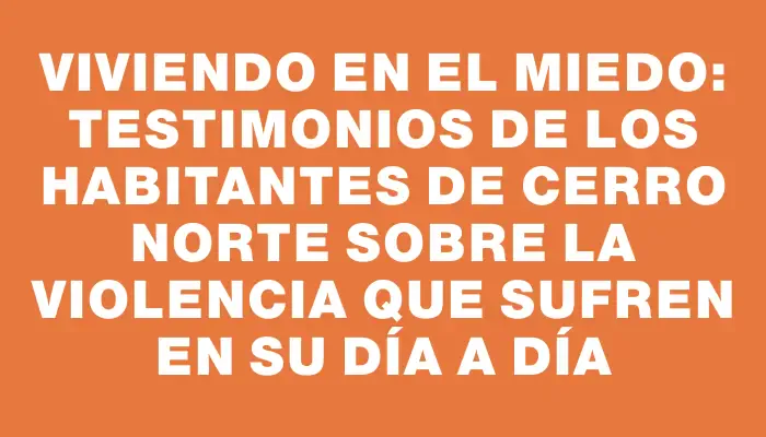 Viviendo en el miedo: testimonios de los habitantes de Cerro Norte sobre la violencia que sufren en su día a día