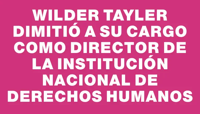 Wilder Tayler dimitió a su cargo como director de la Institución Nacional de Derechos Humanos