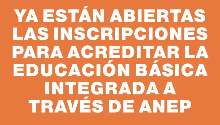 Ya están abiertas las inscripciones para acreditar la Educación Básica Integrada a través de Anep