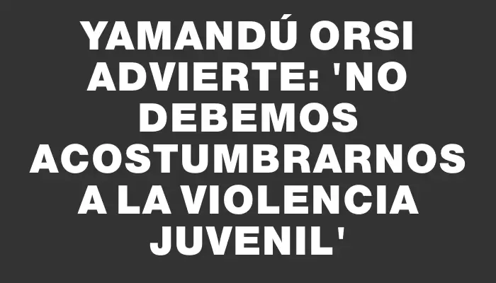 Yamandú Orsi advierte: 'No debemos acostumbrarnos a la violencia juvenil'