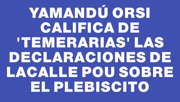 Yamandú Orsi califica de "temerarias" las declaraciones de Lacalle Pou sobre el plebiscito