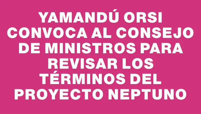 Yamandú Orsi convoca al Consejo de Ministros para revisar los términos del proyecto Neptuno