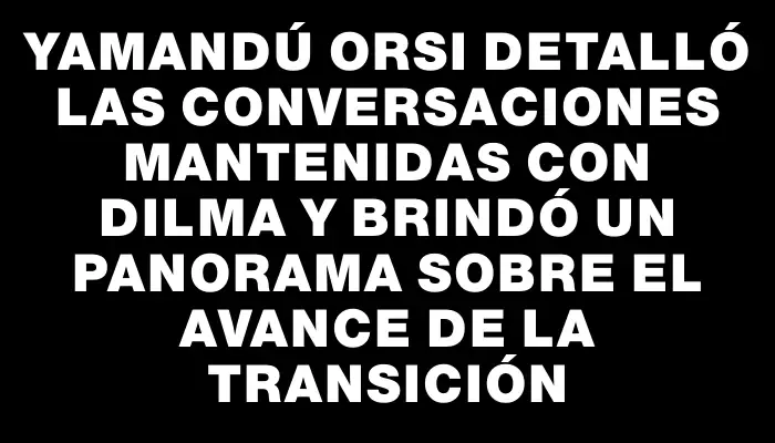 Yamandú Orsi detalló las conversaciones mantenidas con Dilma y brindó un panorama sobre el avance de la transición