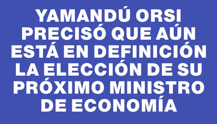 Yamandú Orsi precisó que aún está en definición la elección de su próximo ministro de Economía