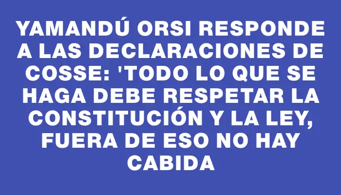 Yamandú Orsi responde a las declaraciones de Cosse: "Todo lo que se haga debe respetar la Constitución y la ley, fuera de eso no hay cabida