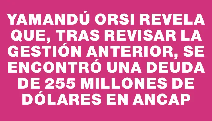 Yamandú Orsi revela que, tras revisar la gestión anterior, se encontró una deuda de 255 millones de dólares en Ancap