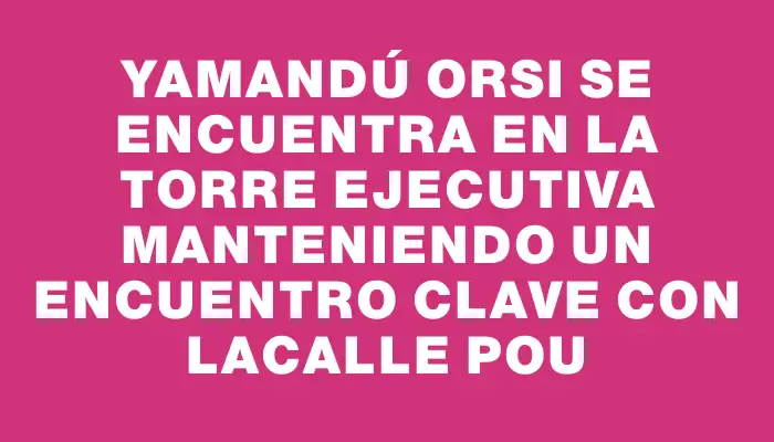 Yamandú Orsi se encuentra en la Torre Ejecutiva manteniendo un encuentro clave con Lacalle Pou