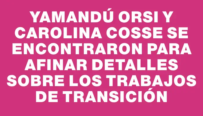 Yamandú Orsi y Carolina Cosse se encontraron para afinar detalles sobre los trabajos de transición