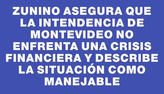 Zunino asegura que la Intendencia de Montevideo no enfrenta una crisis financiera y describe la situación como manejable